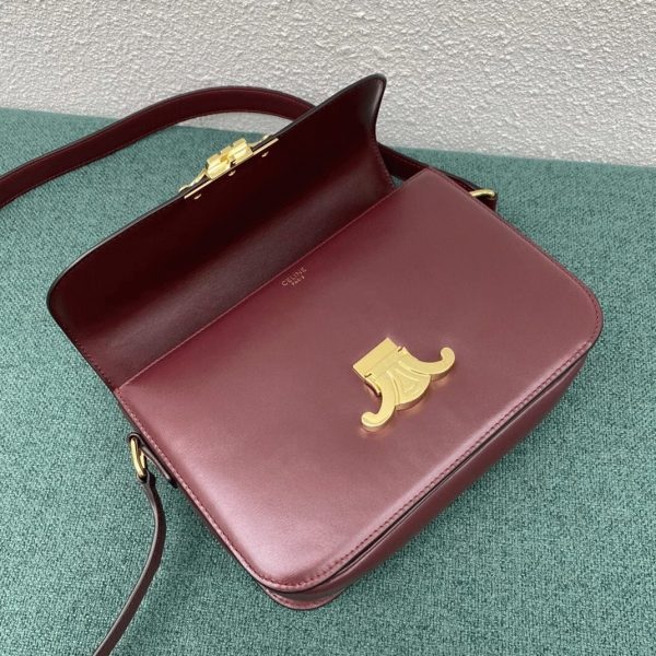 Faux Celine Triomphe Moyen Sac en bordeaux – Image 12
