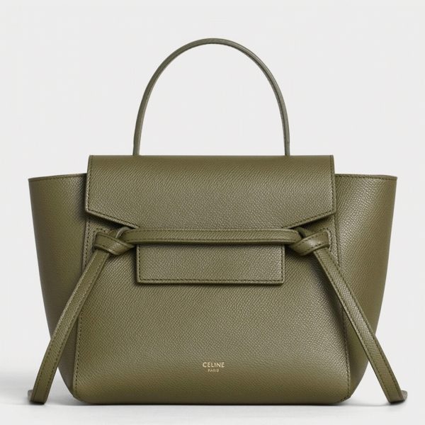 Faux Celine Belt Nano Sac en vert armée