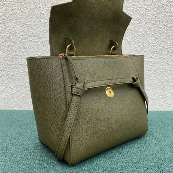 Faux Celine Belt Nano Sac en vert armée – Image 7