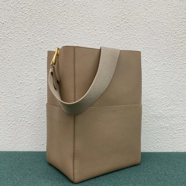 Réplique Celine Sangle Bucket Sac en taupe cuir de veau grainé – Image 10