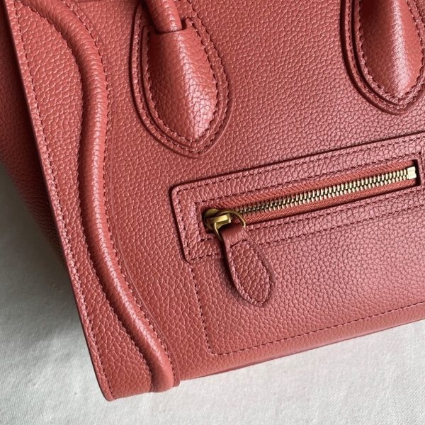 Contrefaçon Celine Nano Luggage Fourre-tout Sac en orange – Image 7