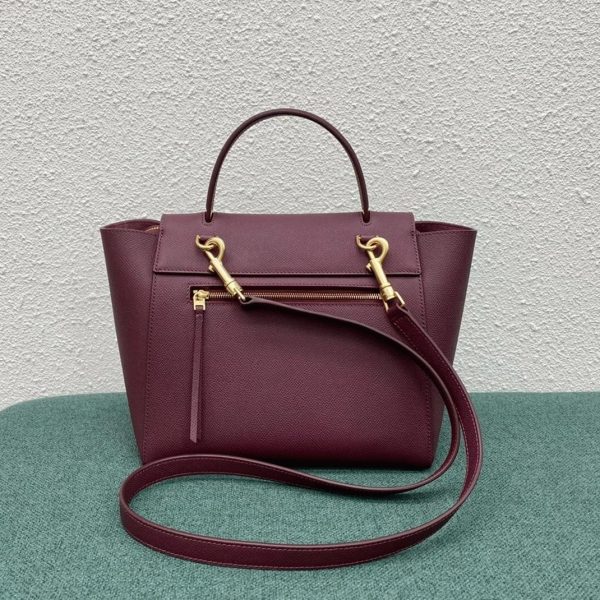 Contrefaçon Celine Micro Belt Sac en bordeaux – Image 14