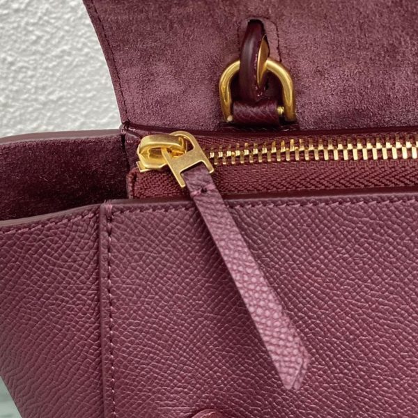 Contrefaçon Celine Micro Belt Sac en bordeaux – Image 9