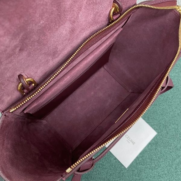 Contrefaçon Celine Micro Belt Sac en bordeaux – Image 2