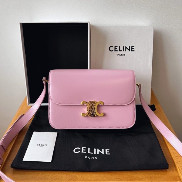 Contrefaçon Celine Triomphe Adolescent Sac en rose – Image 8