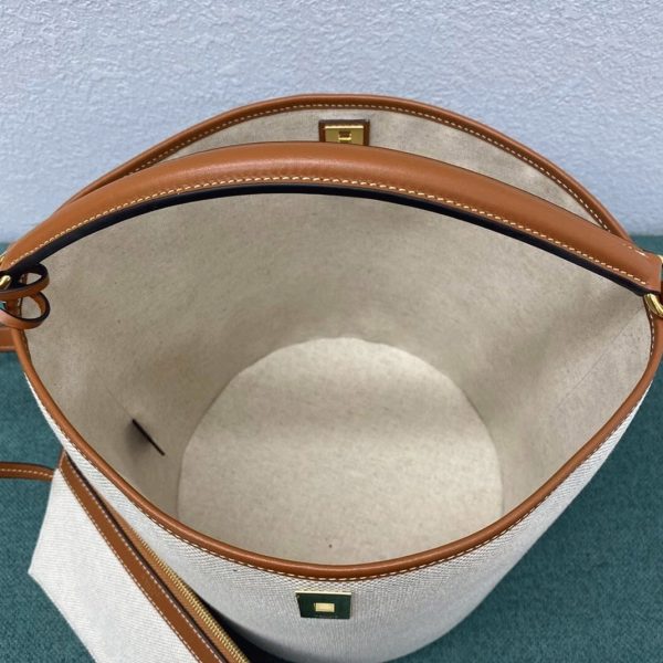 Faux Celine Bucket 16 Sac en textile et cuir de veau – Image 12