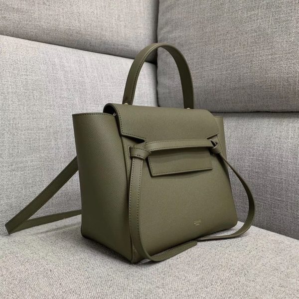 Réplique Celine Micro Belt Sac en vert armée – Image 8