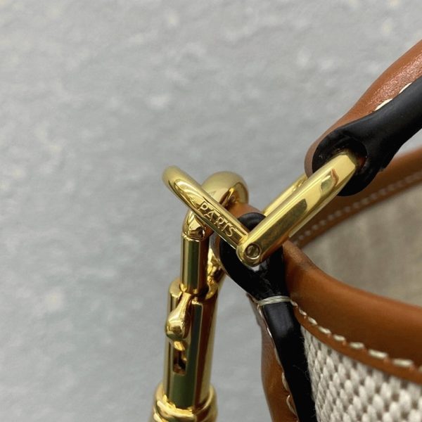 Faux Celine Bucket 16 Sac en textile et cuir de veau – Image 8