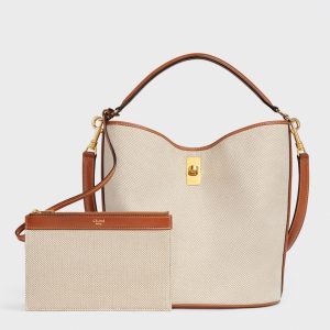 Faux Celine Bucket 16 Sac en textile et cuir de veau