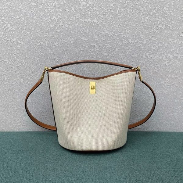 Faux Celine Bucket 16 Sac en textile et cuir de veau – Image 13