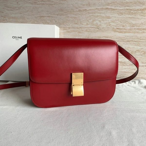 Réplique Celine Classic Box Moyen Sac en rouge – Image 5