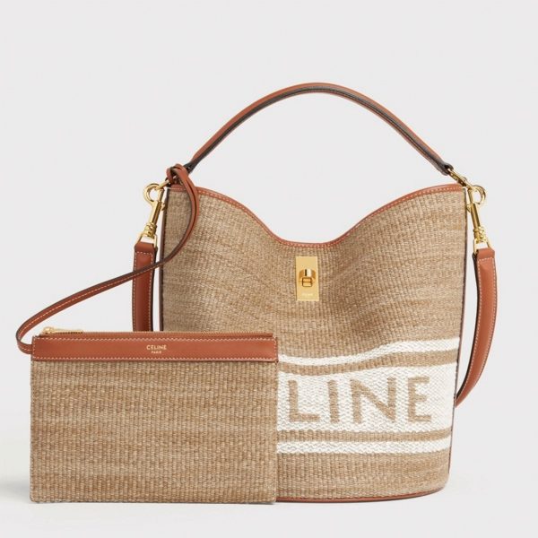 Réplique Celine Bucket 16 Sac en textile avec logo Céline