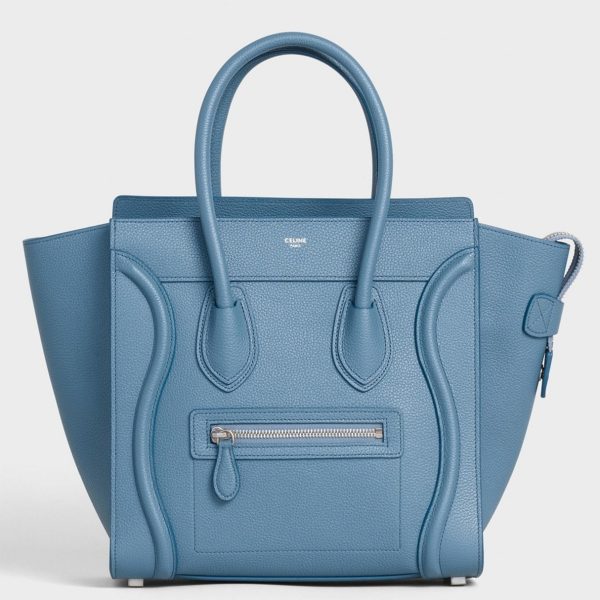 Contrefaçon Celine Micro Luggage Fourre-tout Sac en bleu ardoise