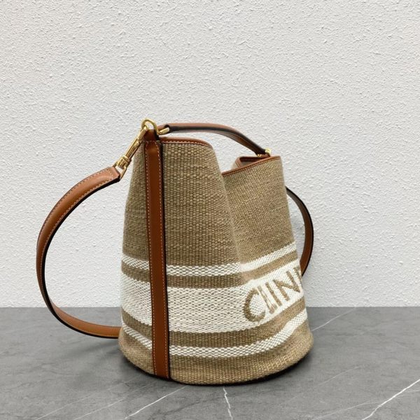 Réplique Celine Bucket 16 Sac en textile avec logo Céline – Image 5