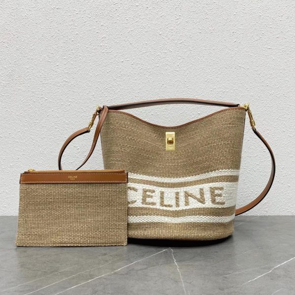 Réplique Celine Bucket 16 Sac en textile avec logo Céline – Image 4