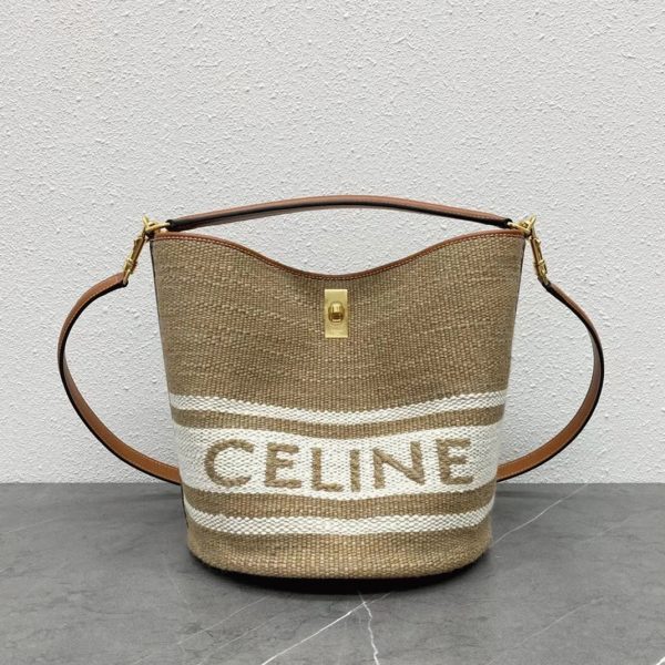 Réplique Celine Bucket 16 Sac en textile avec logo Céline – Image 2