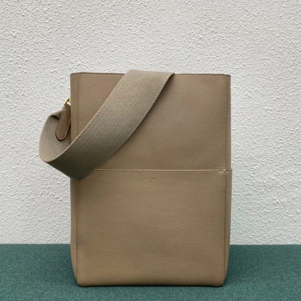 Réplique Celine Sangle Bucket Sac en taupe cuir de veau grainé – Image 5