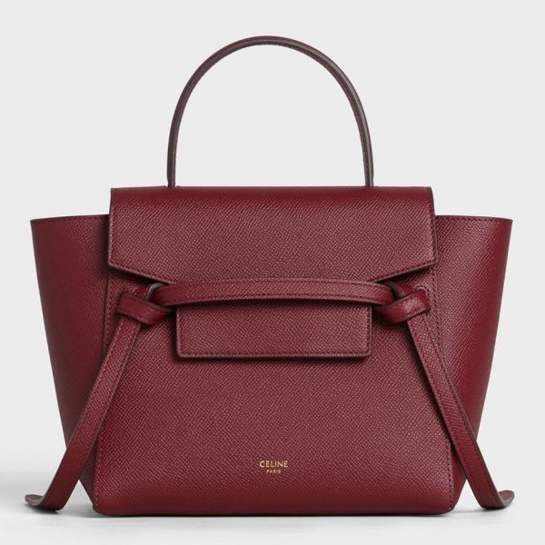 Faux Celine Belt Nano Sac en bordeaux