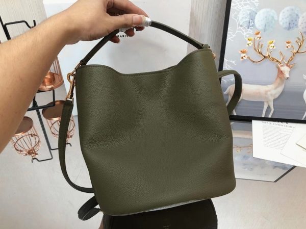 Faux Celine Bucket 16 Sac en olive foncé – Image 9