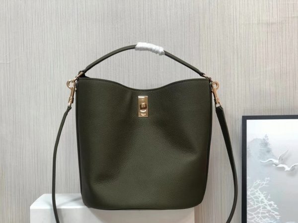 Faux Celine Bucket 16 Sac en olive foncé – Image 3