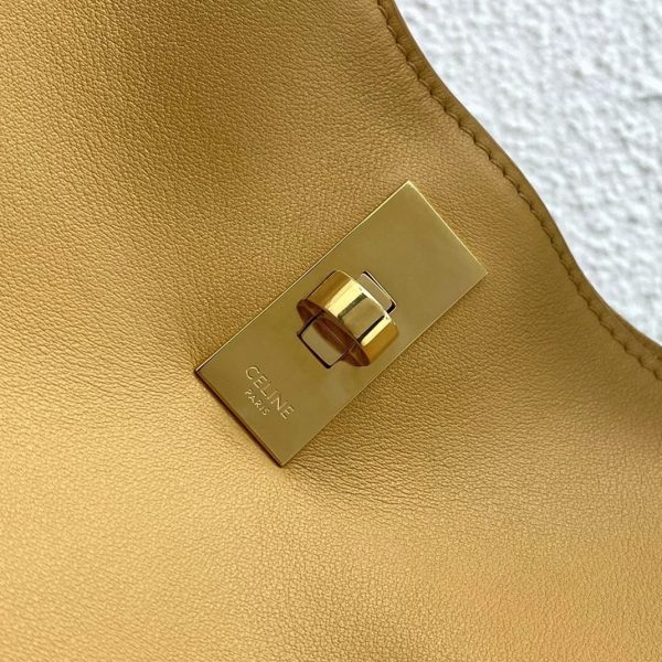 Contrefaçon Celine Bucket 16 Sac en jaune en cuir de veau souple – Image 12
