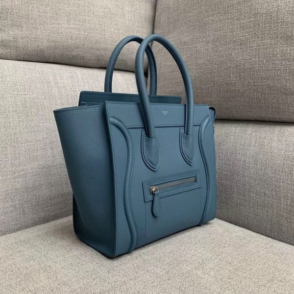 Contrefaçon Celine Micro Luggage Fourre-tout Sac en bleu ardoise – Image 4