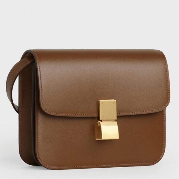 Contrefaçon Celine Classic Box Adolescent Sac en camel
