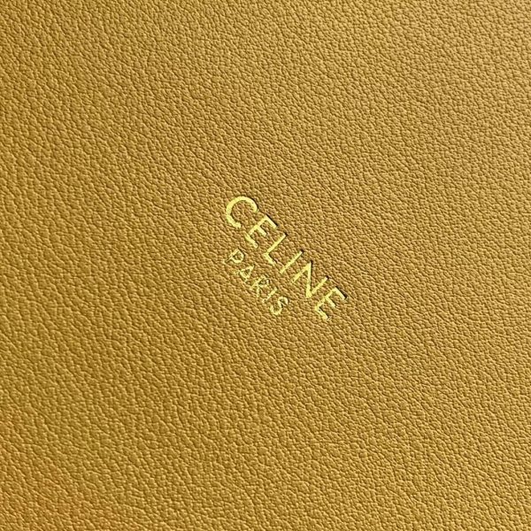 Contrefaçon Celine Bucket 16 Sac en jaune en cuir de veau souple – Image 10