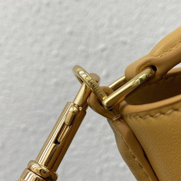 Contrefaçon Celine Bucket 16 Sac en jaune en cuir de veau souple – Image 9