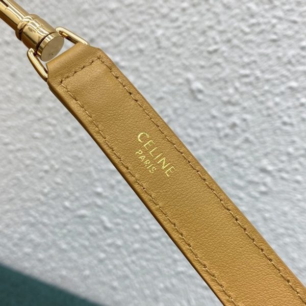 Contrefaçon Celine Bucket 16 Sac en jaune en cuir de veau souple – Image 7