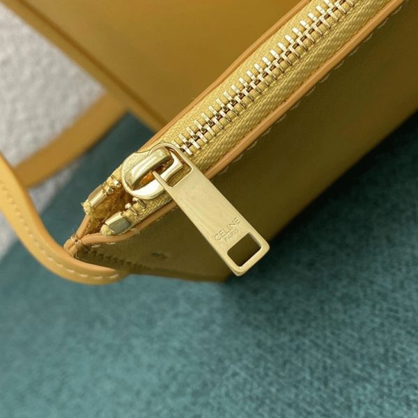 Contrefaçon Celine Bucket 16 Sac en jaune en cuir de veau souple – Image 6