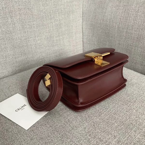 Contrefaçon Celine Classic Box Petit Sac en bordeaux – Image 4