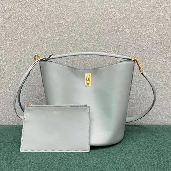 Faux Celine Bucket 16 Sac en minéral cuir de veau lisse – Image 4
