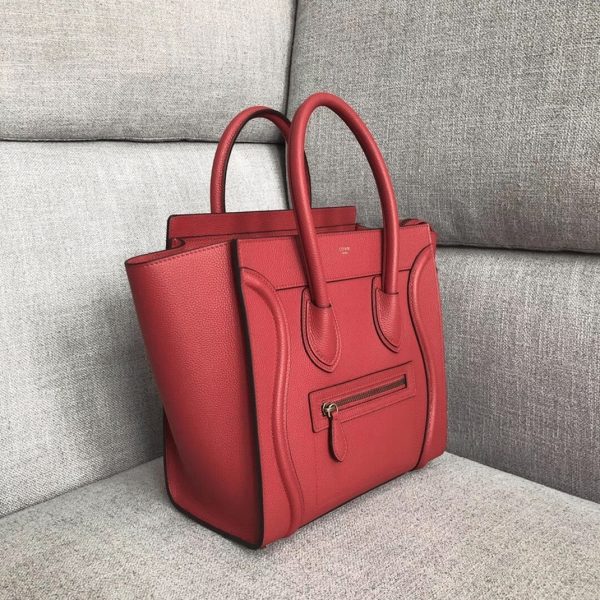 Faux Celine Micro Luggage Fourre-tout Sac en rouge – Image 8