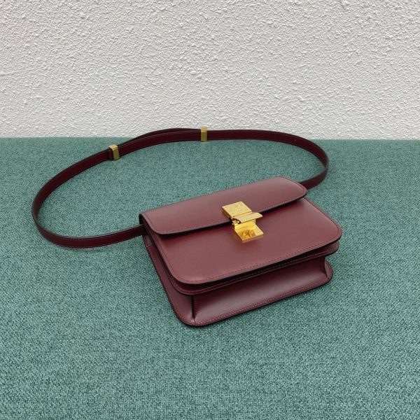 Faux Celine Classic Box Adolescent Sac en bourgogne – Image 9