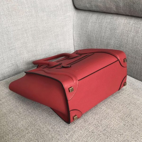 Faux Celine Micro Luggage Fourre-tout Sac en rouge – Image 7