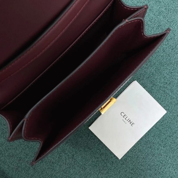 Faux Celine Classic Box Adolescent Sac en bourgogne – Image 8