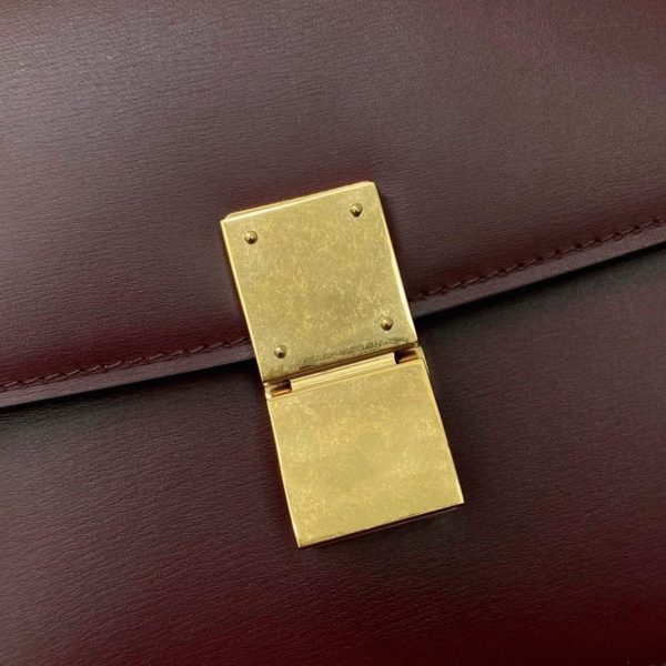 Faux Celine Classic Box Adolescent Sac en bourgogne – Image 6