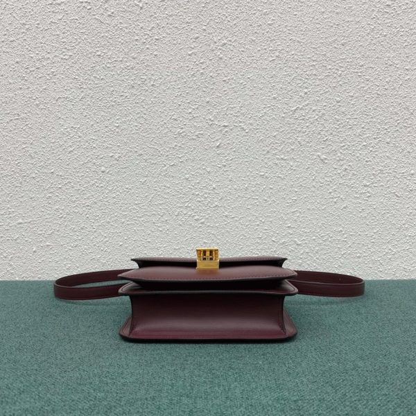 Faux Celine Classic Box Adolescent Sac en bourgogne – Image 5