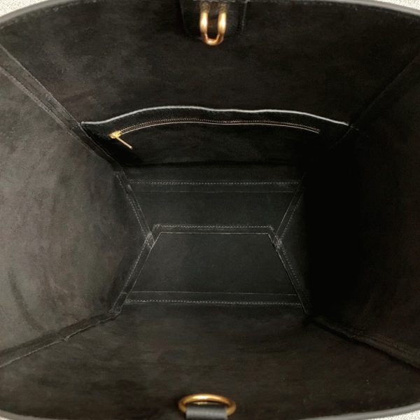 Faux Celine Sangle Bucket Sac en noir cuir de veau grainé – Image 2