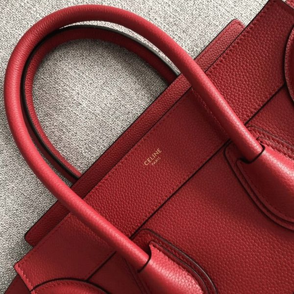 Faux Celine Micro Luggage Fourre-tout Sac en rouge – Image 4