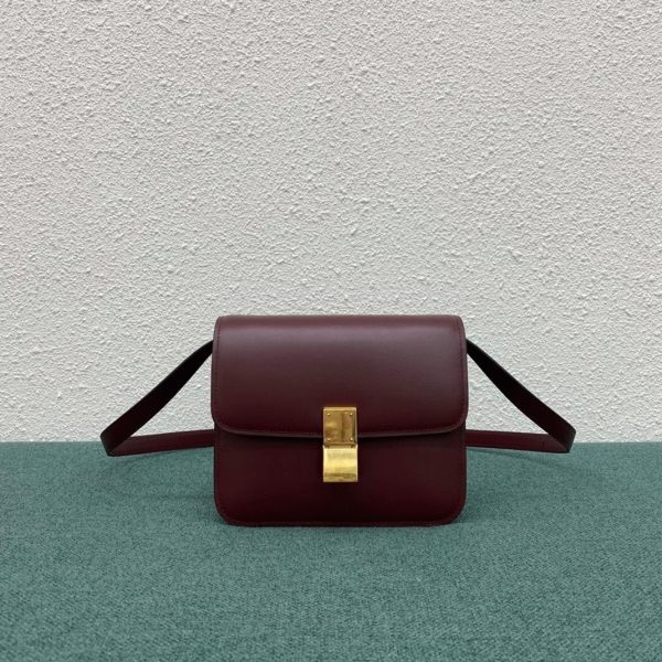 Faux Celine Classic Box Adolescent Sac en bourgogne – Image 4