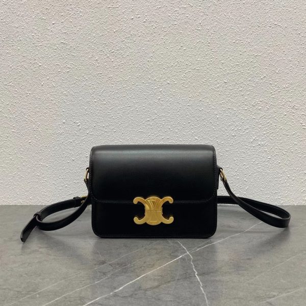 Contrefaçon Celine Triomphe Adolescent Sac en noir – Image 12