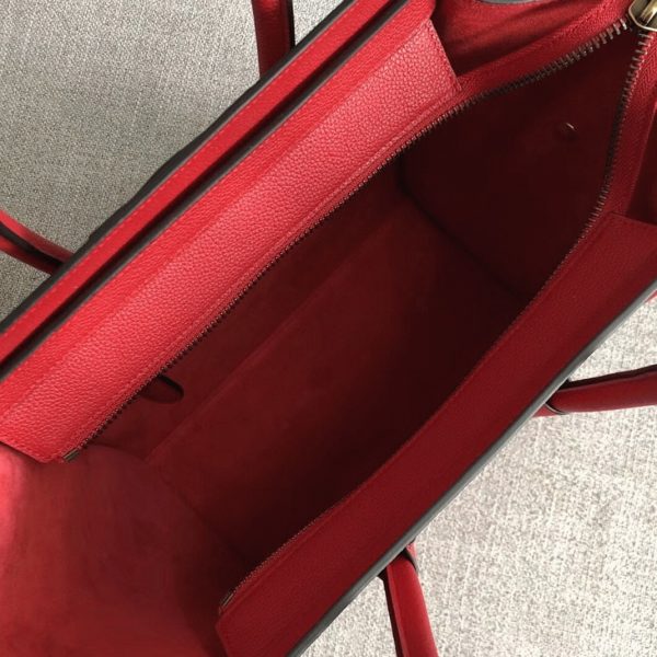 Faux Celine Micro Luggage Fourre-tout Sac en rouge – Image 2