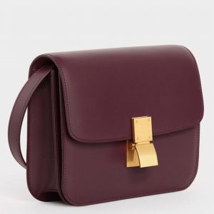 Faux Celine Classic Box Adolescent Sac en bourgogne