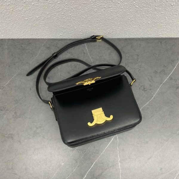 Contrefaçon Celine Triomphe Adolescent Sac en noir – Image 11