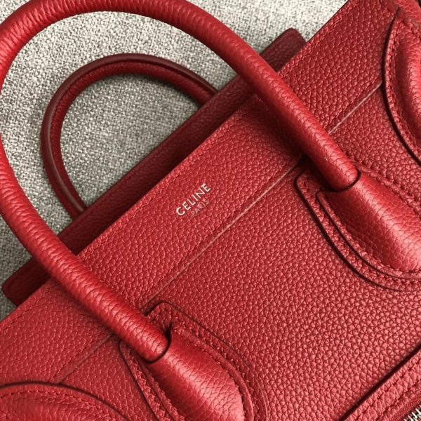 Faux Celine Nano Luggage Fourre-tout Sac en rouge – Image 6