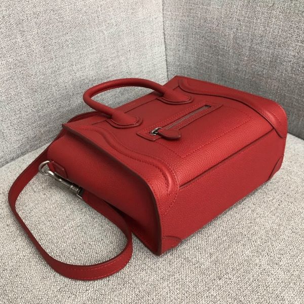 Faux Celine Nano Luggage Fourre-tout Sac en rouge – Image 4
