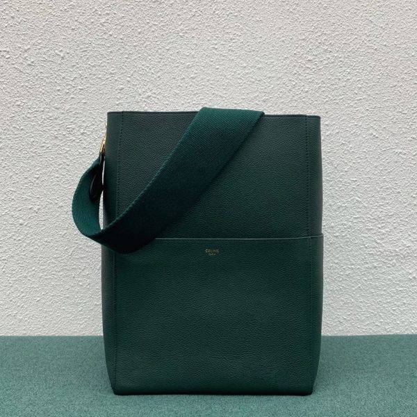 Contrefaçon Celine Sangle Bucket Sac en amazone cuir de veau grainé – Image 5