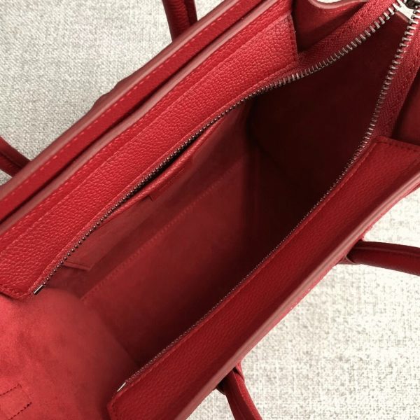 Faux Celine Nano Luggage Fourre-tout Sac en rouge – Image 2